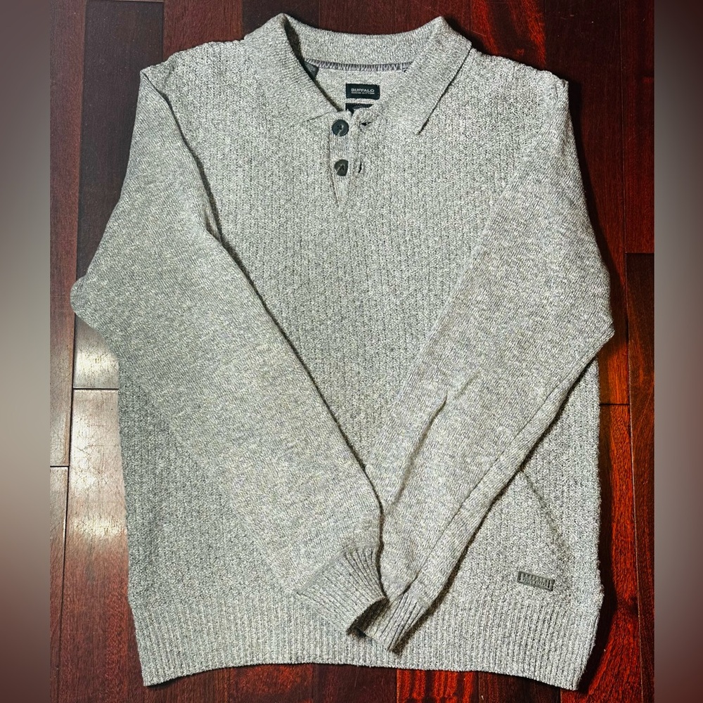 Buffalo David Bitton V-Neck Sweater in Light Gray